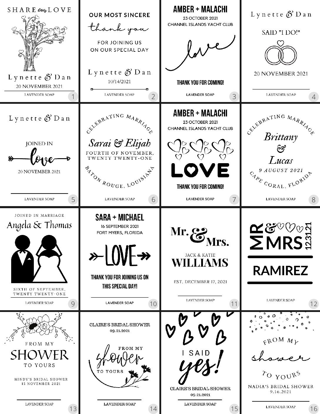 Soap Wedding & Bridal Shower Favors - Personalization Choices